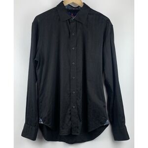 Robert Graham Tailored Fit Mens Black Button Up Shirt Contrasting Pattern Size L